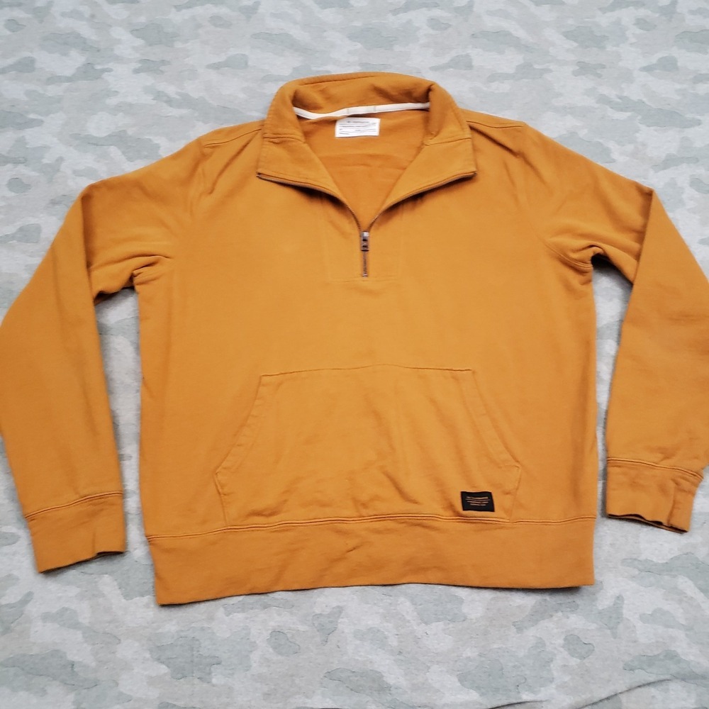 REI Sweatshirt Mens Large Gold Quarter Zip Pockets Long Sleeve Outdoors